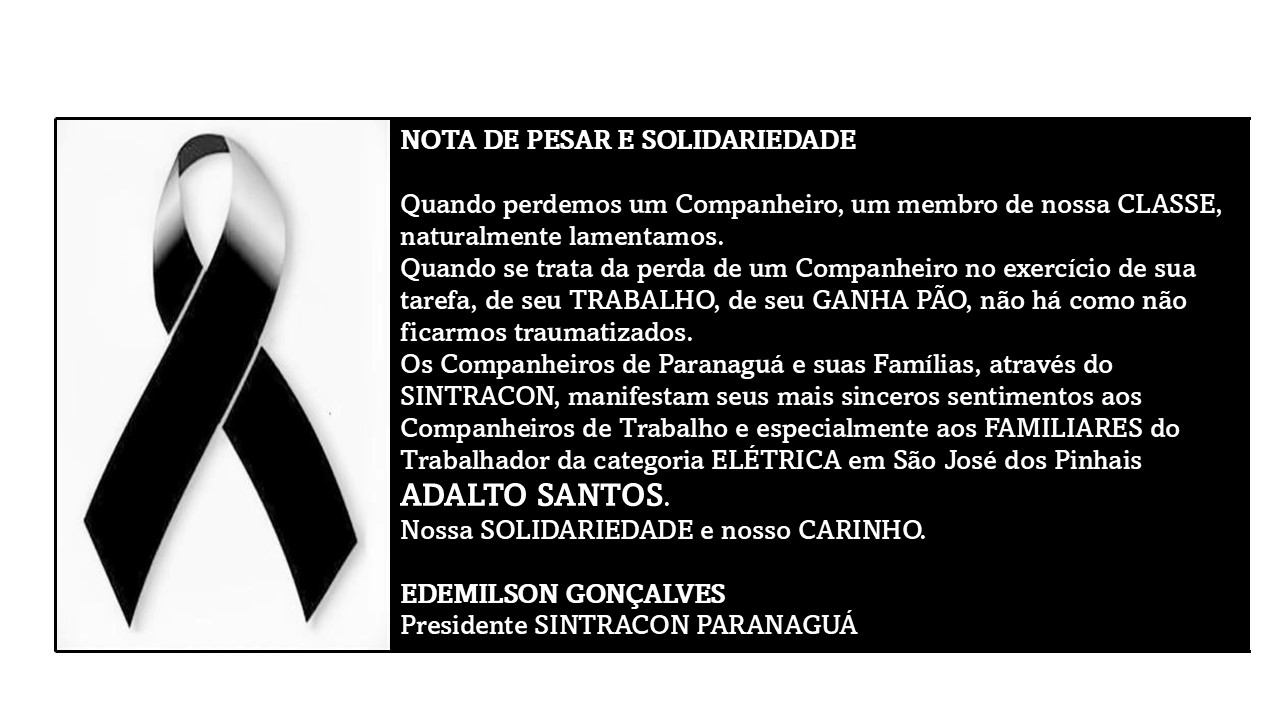 NOTA DE PESAR E SOLIDARIEDADE.