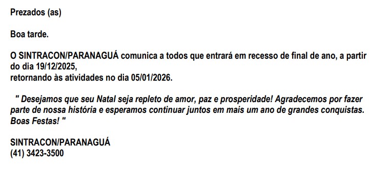 RECESSO DE FINAL DE ANO!